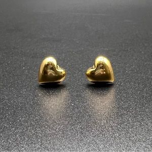 Gold Tone Heart Stud Earrings